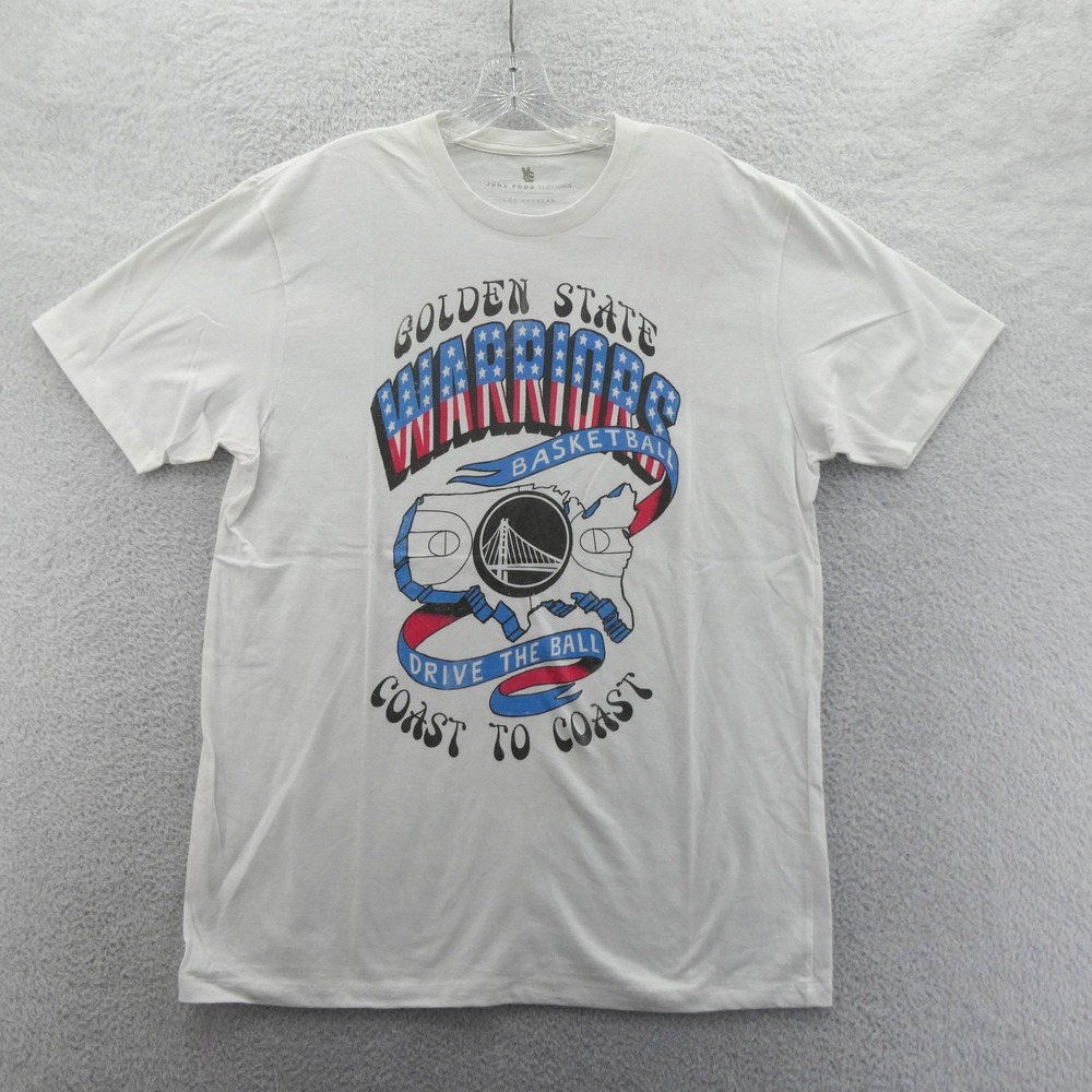 Junk Food Shirt Mens Large Golden State Warriors White Basketball Cotton Graphic